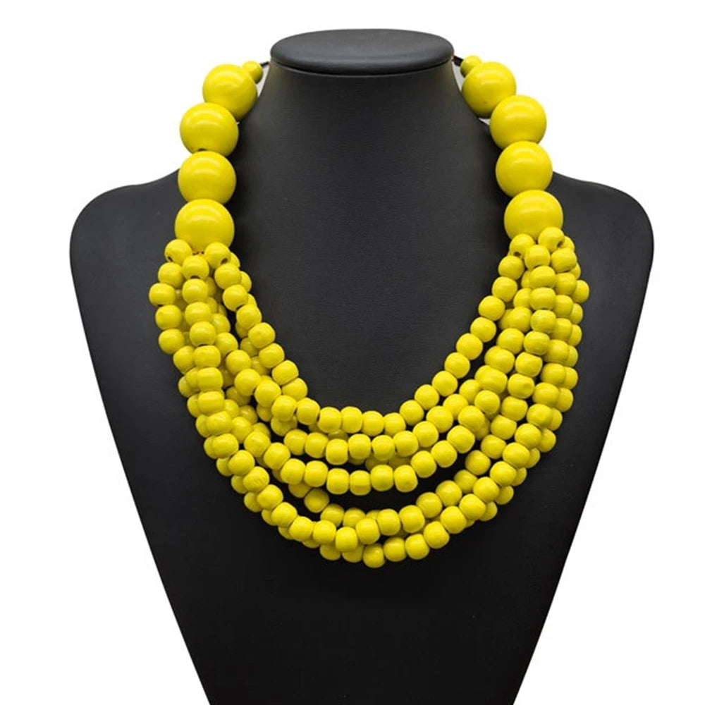 MAASAI STATEMENT NECKLACE – Multi-Layer Wooden Beaded Bohemian Ethnic Jewelry - Glow by Hellen African and Boho Jewelry African Home Decor Cultural Accessories