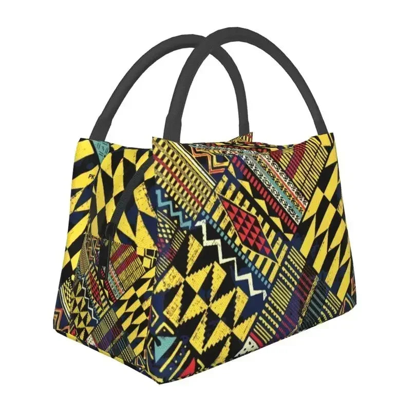 Kizomba Samakaka Ankara Print Insulated Lunch Bag - Glow by Hellen African and Boho Jewelry African Home Decor Cultural Accessories