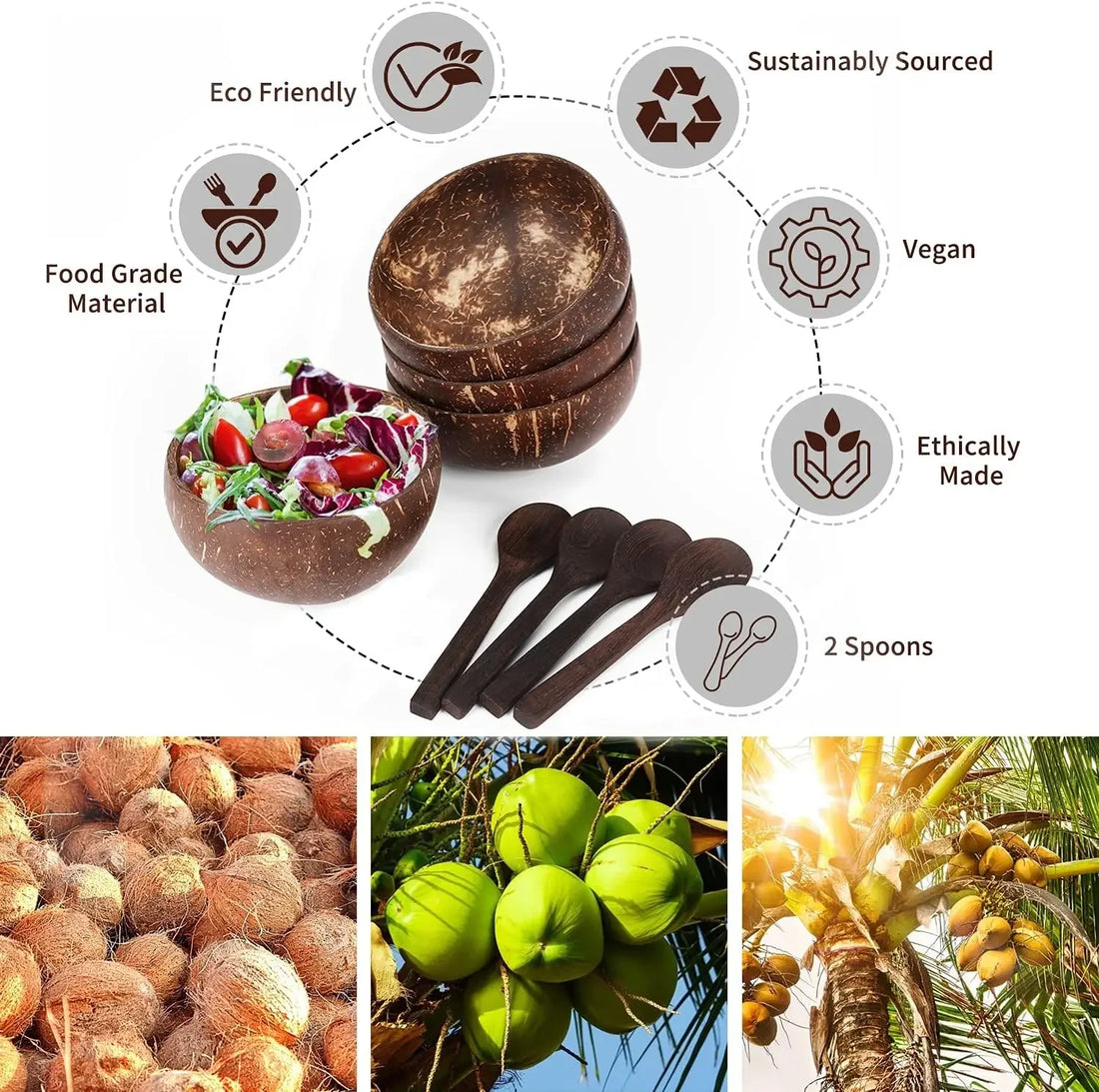 TROPICAL SOUL BOWL – Handcrafted Natural Coconut Shell Bowl - Glow by Hellen African and Boho Jewelry African Home Decor Cultural Accessories