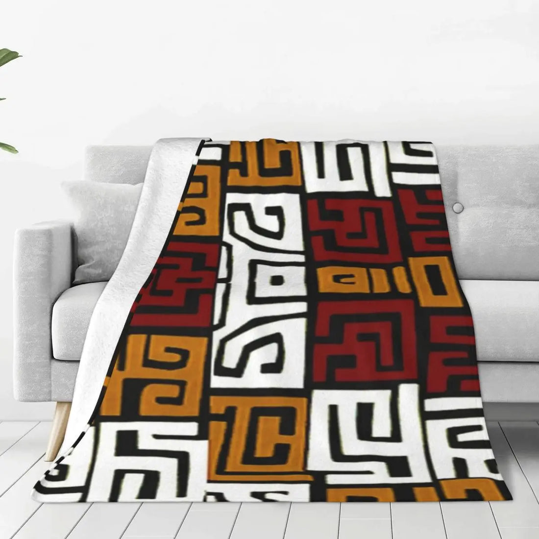 African Bogolan Mudcloth Throw Blanket — Cultural Warmth & Modern Elegance - Glow by Hellen African and Boho Jewelry African Home Decor Cultural Accessories