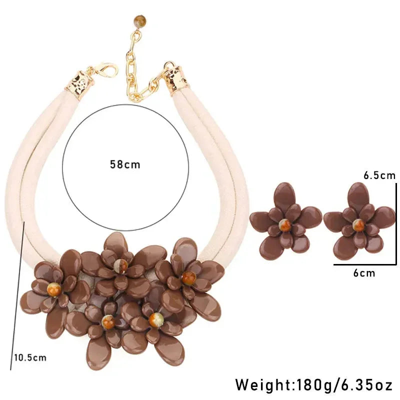 Statement Necklace with Beads & Floral Design - Glow by Hellen African and Boho Jewelry African Home Decor Cultural Accessories