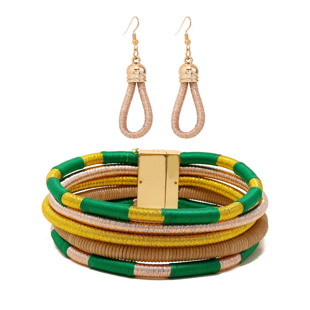 Africa Tribal Multilayer Necklace &amp; Earrings Set — Bold Statement Jewelry - Glow by Hellen African and Boho Jewelry African Home Decor Cultural Accessories