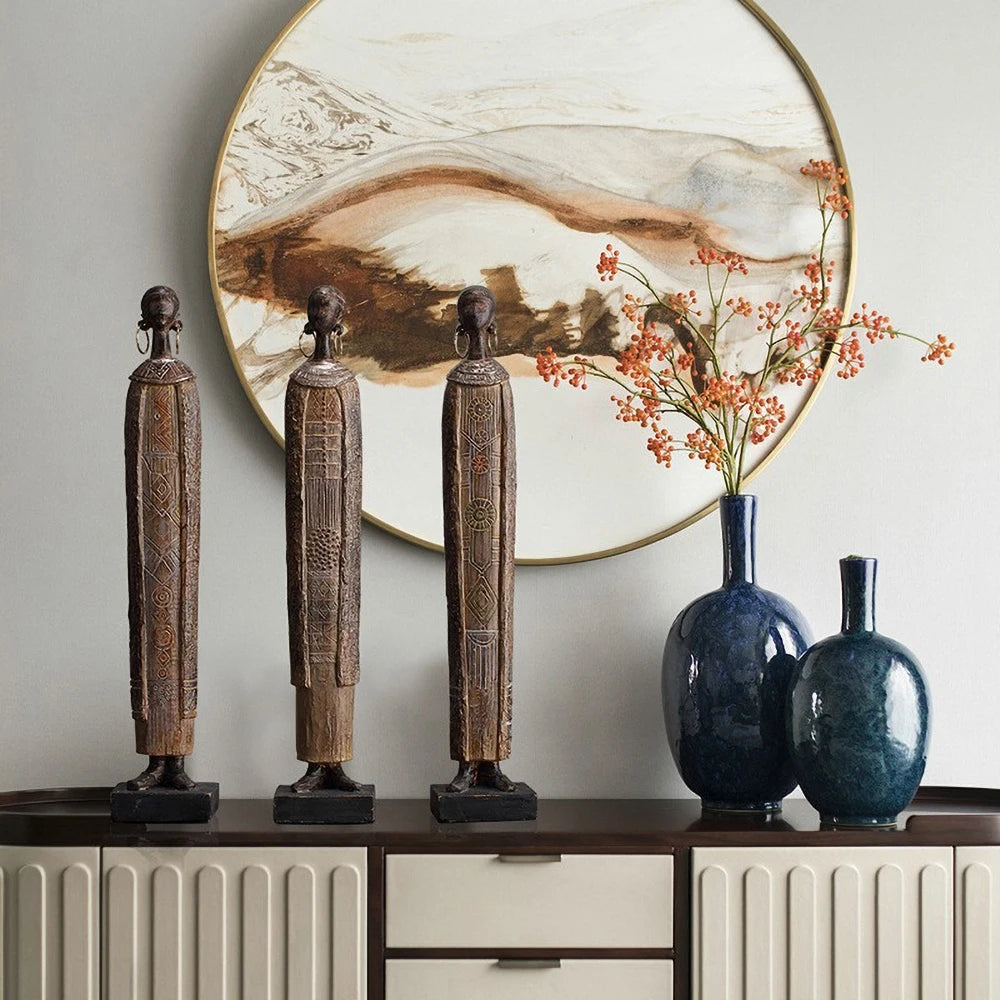 HIMBA HERITAGE FIGURINE – Handcrafted African Tribal Woman Statue with Traditional Beads - Glow by Hellen African and Boho Jewelry African Home Decor Cultural Accessories