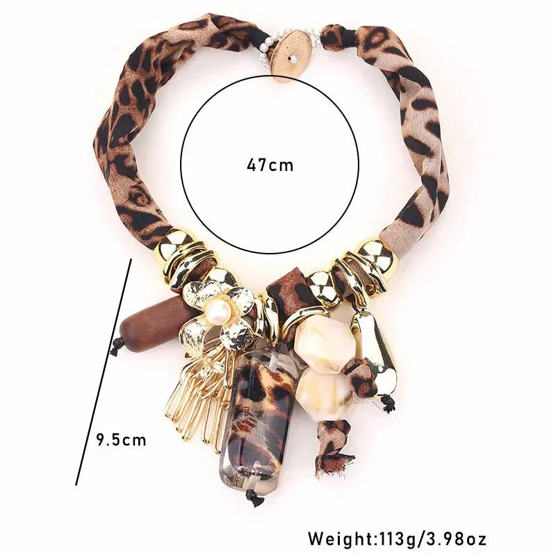 Retro Chic Leopard Beads Necklace — Bold & Timeless - Glow by Hellen African and Boho Jewelry African Home Decor Cultural Accessories