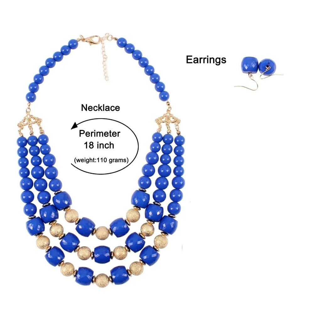 Bold Acrylic Bead Statement Set — Necklace &amp; Earrings - Glow by Hellen African and Boho Jewelry African Home Decor Cultural Accessories