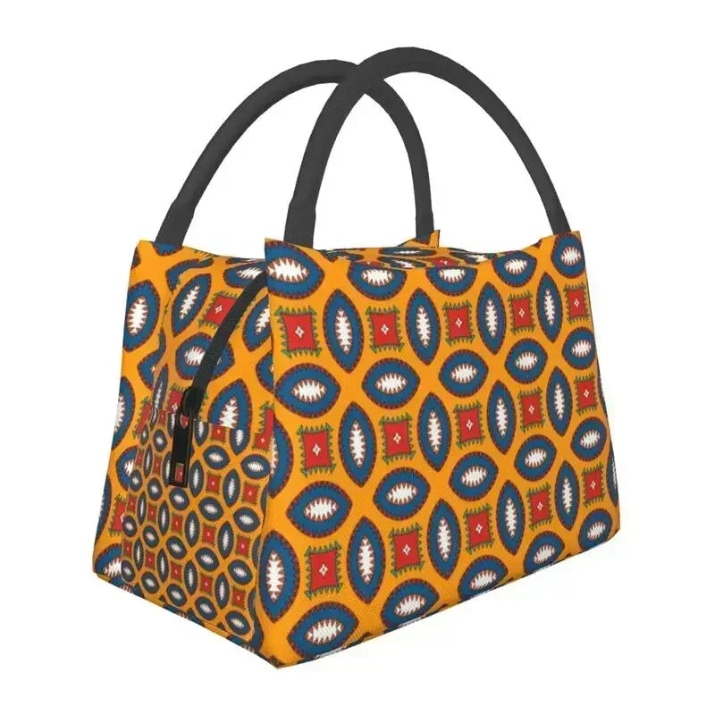 Kizomba Samakaka Ankara Print Insulated Lunch Bag - Glow by Hellen African and Boho Jewelry African Home Decor Cultural Accessories