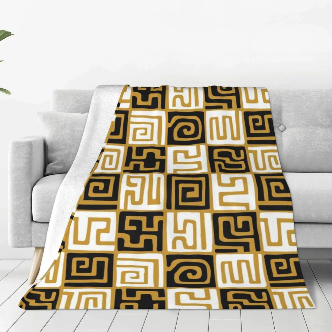 African Bogolan Mudcloth Throw Blanket — Cultural Warmth & Modern Elegance - Glow by Hellen African and Boho Jewelry African Home Decor Cultural Accessories