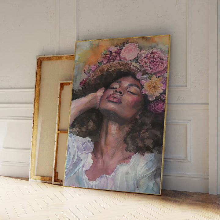 ZULU BLOOM CANVAS PRINT – Peaceful African Woman Fashion Portrait - Glow by Hellen African and Boho Jewelry African Home Decor Cultural Accessories