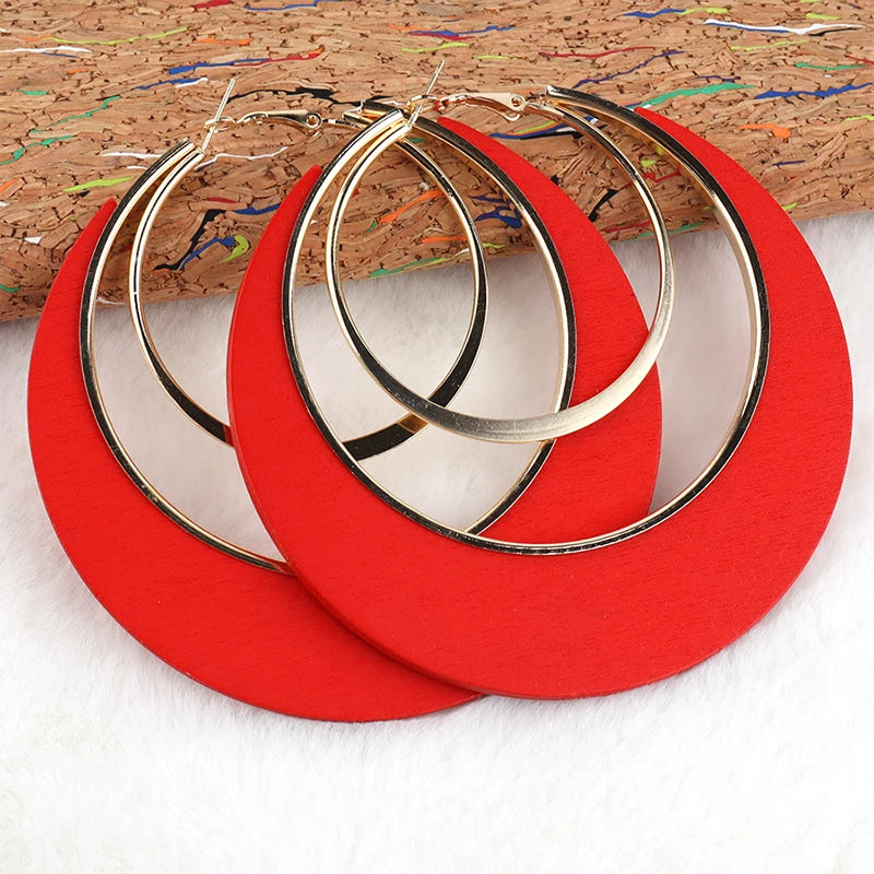 ZULU RHYTHM WOODEN HOOPS – Oversized Colourful Statement Earrings - Glow by Hellen African and Boho Jewelry African Home Decor Cultural Accessories