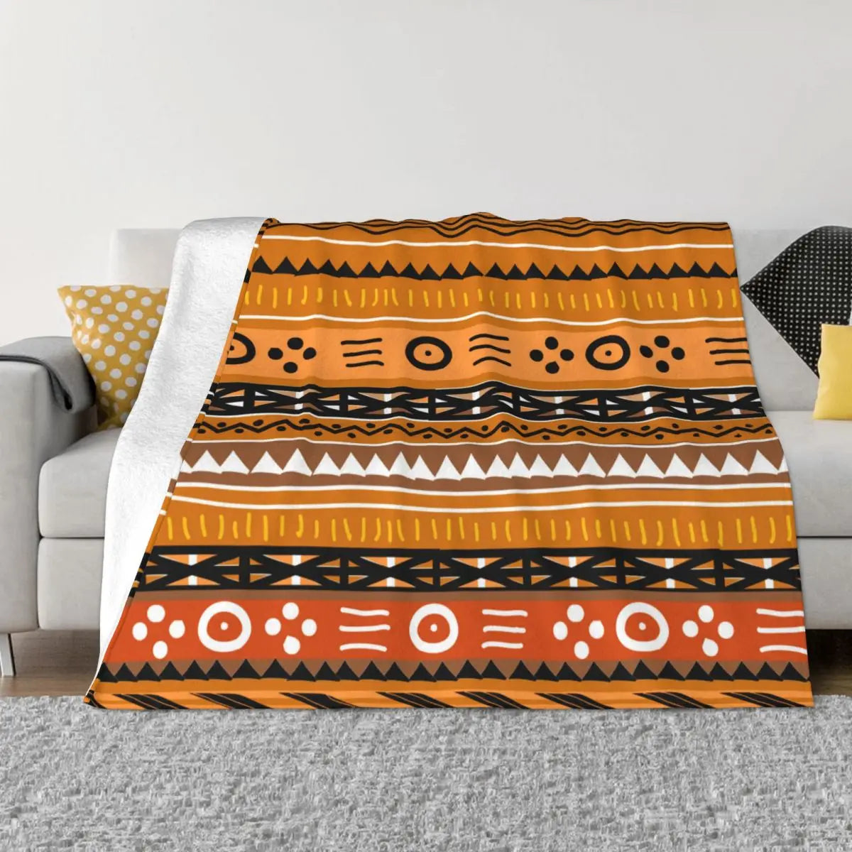 SHANGO THUNDER THROW BLANKET – African Tribal Flannel Duvet Cover &amp; Bedspread - Glow by Hellen African and Boho Jewelry African Home Decor Cultural Accessories