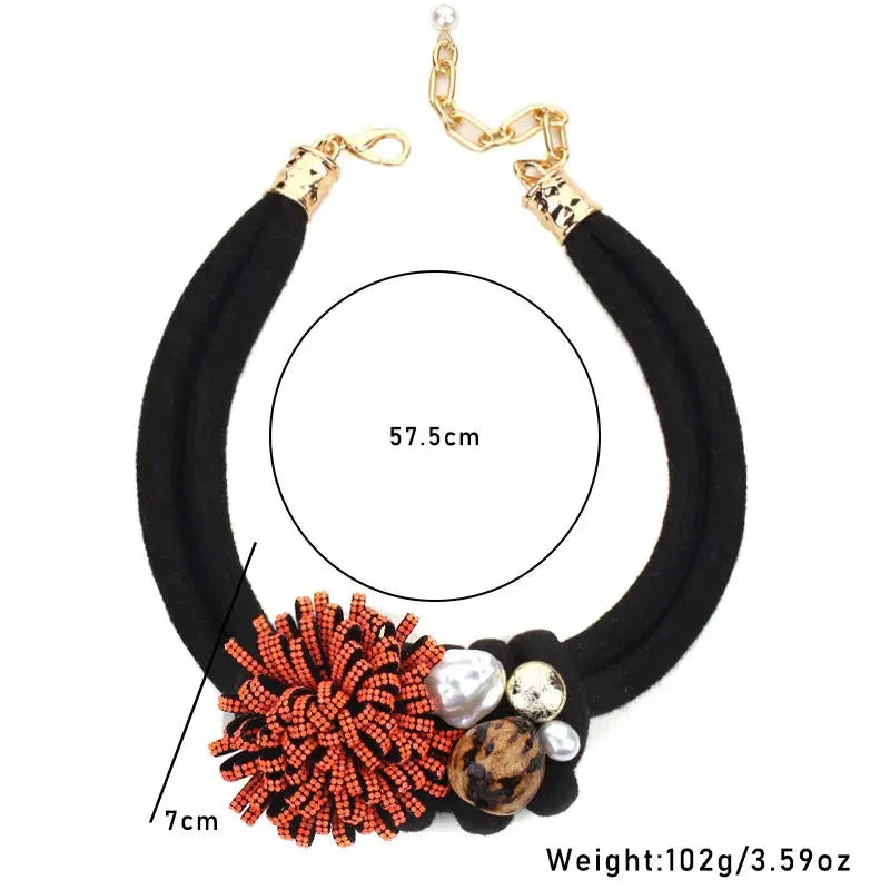 Statement Red Flower Necklace - Glow by Hellen African and Boho Jewelry African Home Decor Cultural Accessories