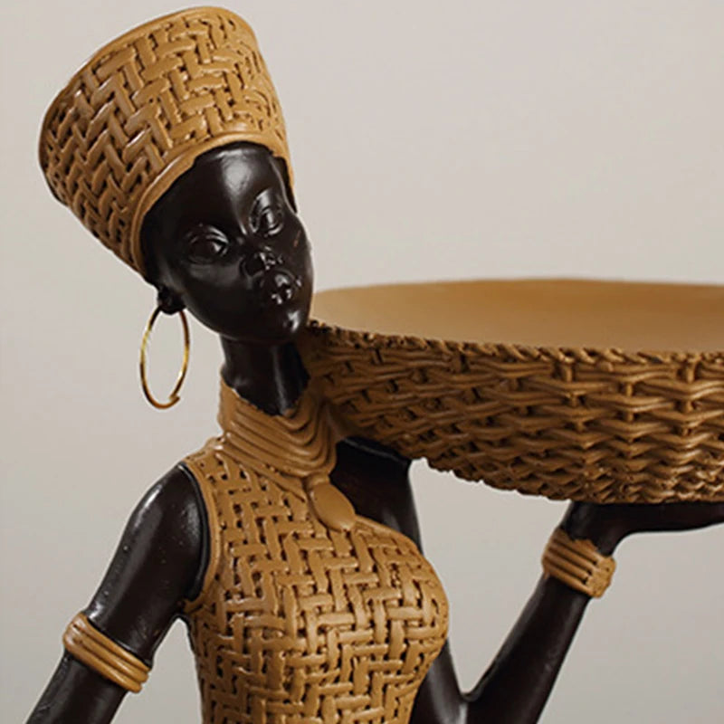 YORUBA WEAVE FIGURINE – African Tribal Woman Woven Texture Black Girls Ornament - Glow by Hellen African and Boho Jewelry African Home Decor Cultural Accessories