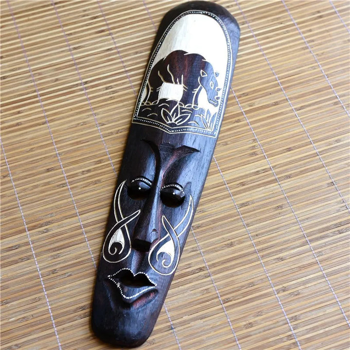 Wood Carving Handicrafts Masks Wall Creative Three-dimensional Decorative Pendants Home Decor Figurine Feng Shui