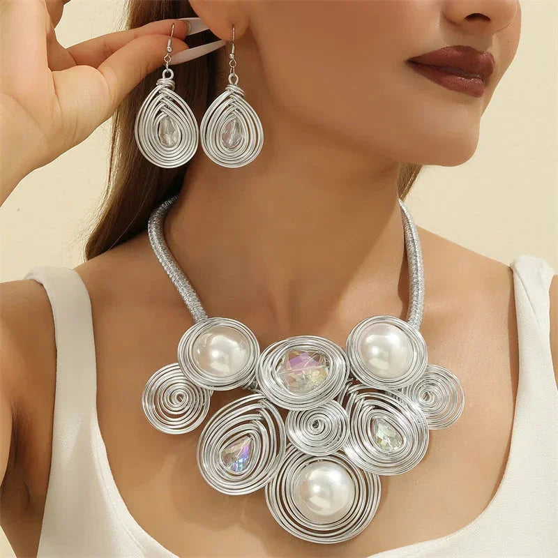 African Flowers Jewelry Set – Aluminium Wire Collection - Glow by Hellen African and Boho Jewelry African Home Decor Cultural Accessories