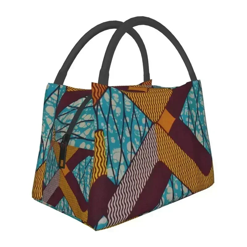 Kizomba Samakaka Ankara Print Insulated Lunch Bag - Glow by Hellen African and Boho Jewelry African Home Decor Cultural Accessories