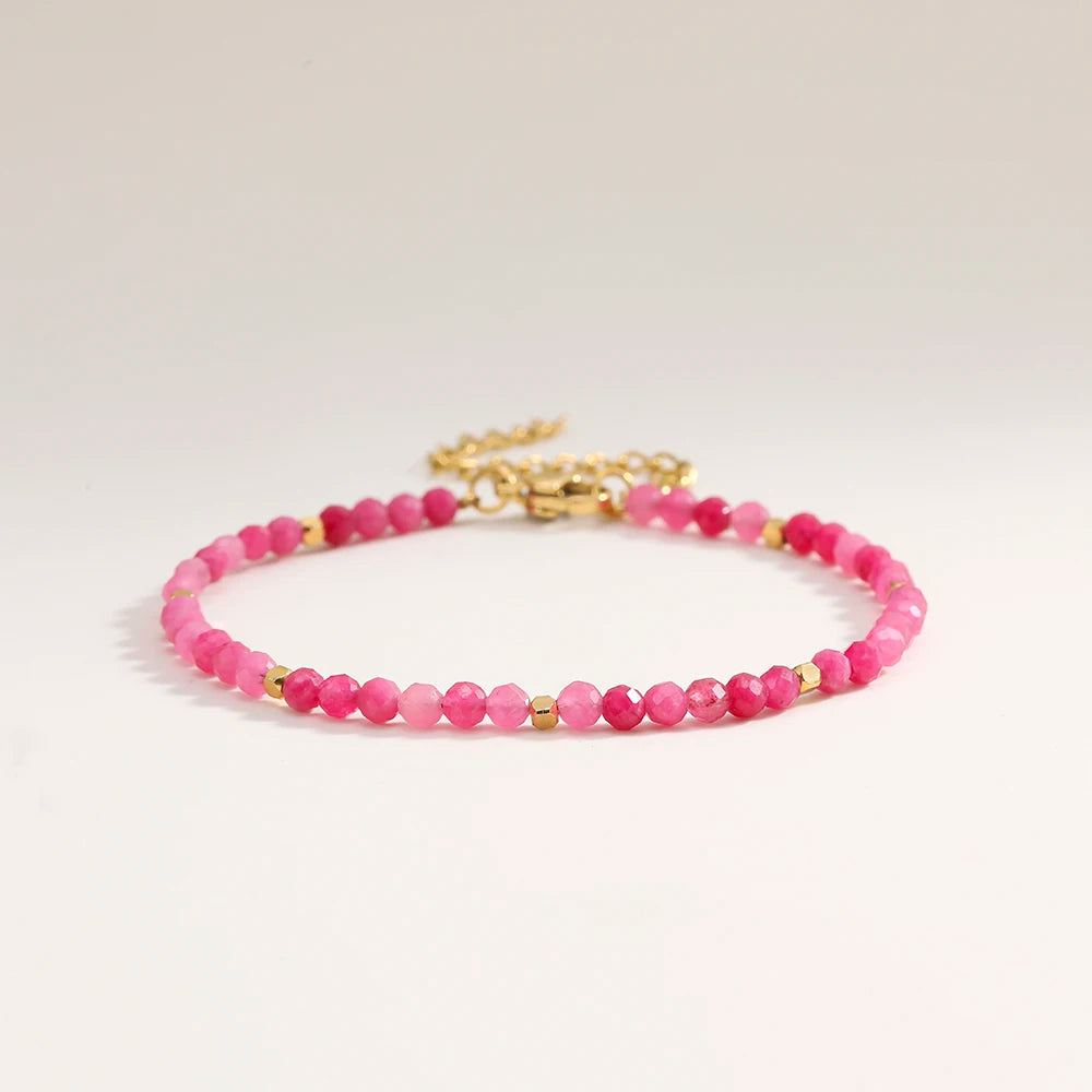 3mm Faceted African Turquoise Bracelet — 18K Gold-Plated Accent - Glow by Hellen African and Boho Jewelry African Home Decor Cultural Accessories