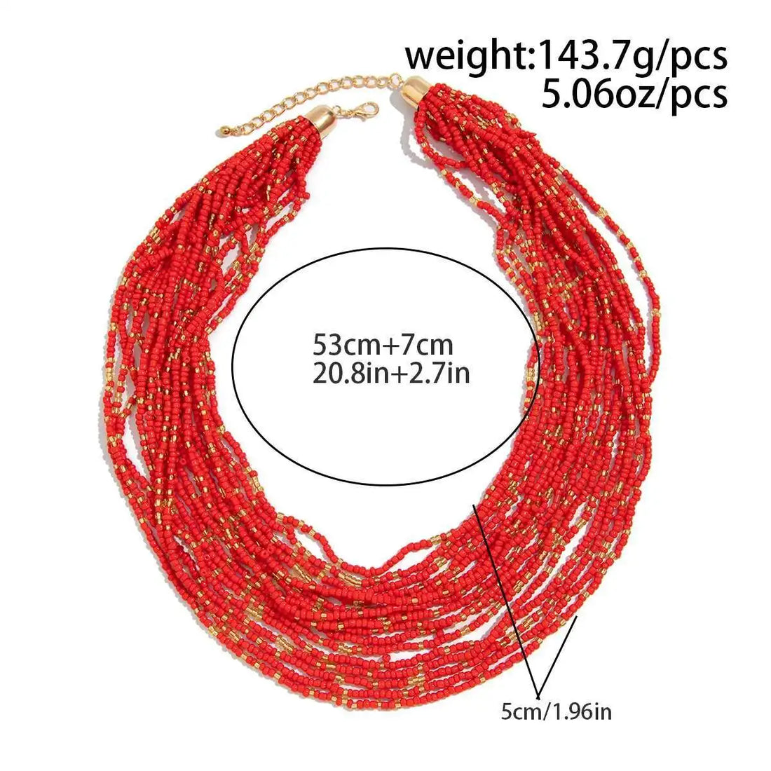 HIMBA SUNSET SEED CHOKER – Bohemia Red Small Seed Beads Chain Necklace - Glow by Hellen African and Boho Jewelry African Home Decor Cultural Accessories