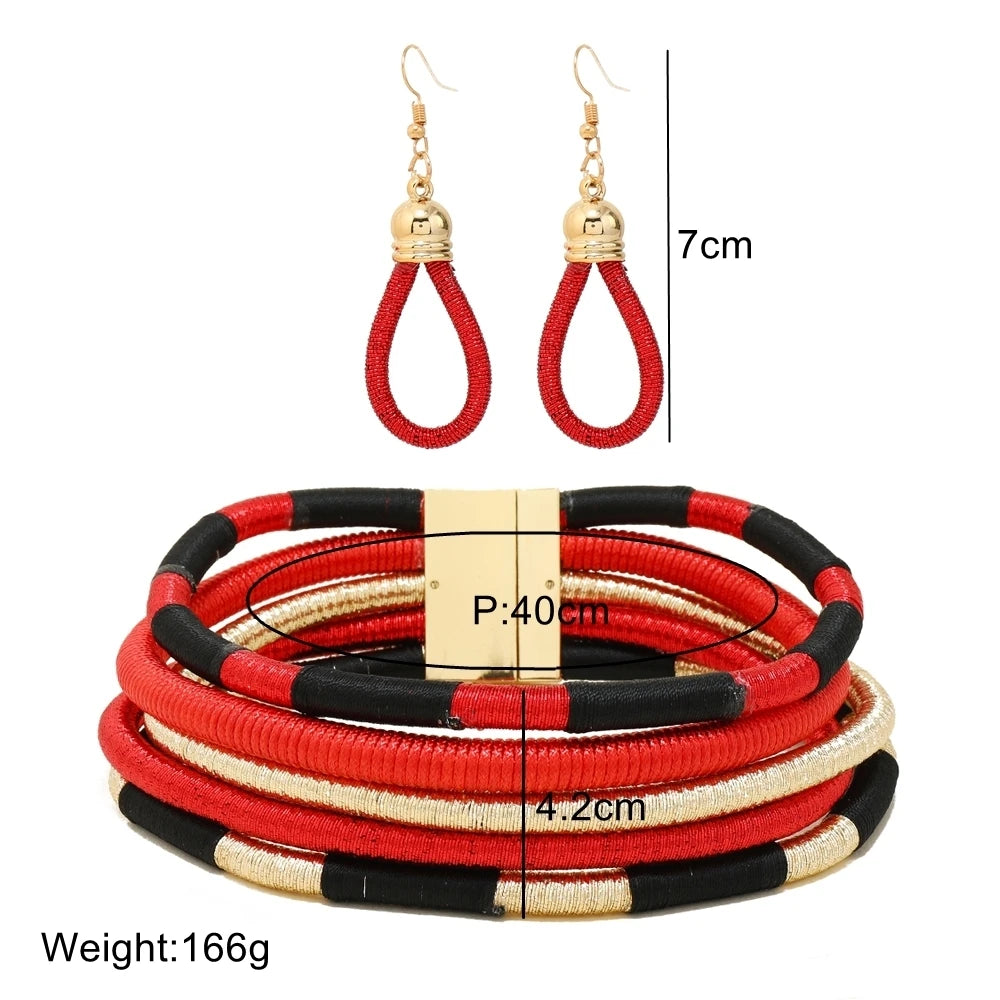 Africa Tribal Multilayer Necklace &amp; Earrings Set — Bold Statement Jewelry - Glow by Hellen African and Boho Jewelry African Home Decor Cultural Accessories