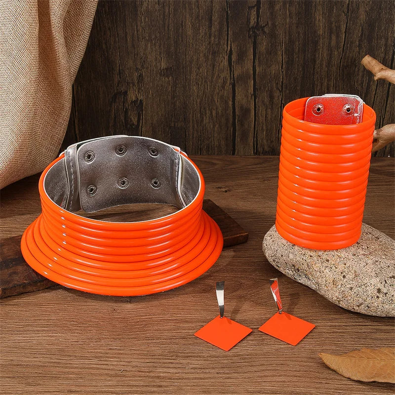 4-Piece Vintage Leather Jewelry Set — Necklace, Bracelet & Earrings - Glow by Hellen African and Boho Jewelry African Home Decor Cultural Accessories