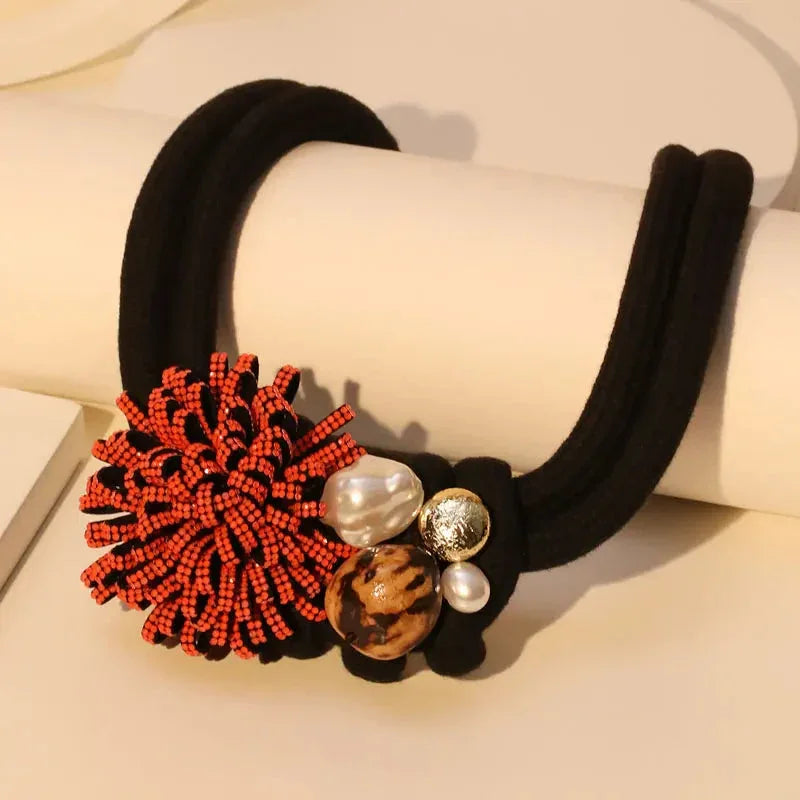 Statement Red Flower Necklace - Glow by Hellen African and Boho Jewelry African Home Decor Cultural Accessories