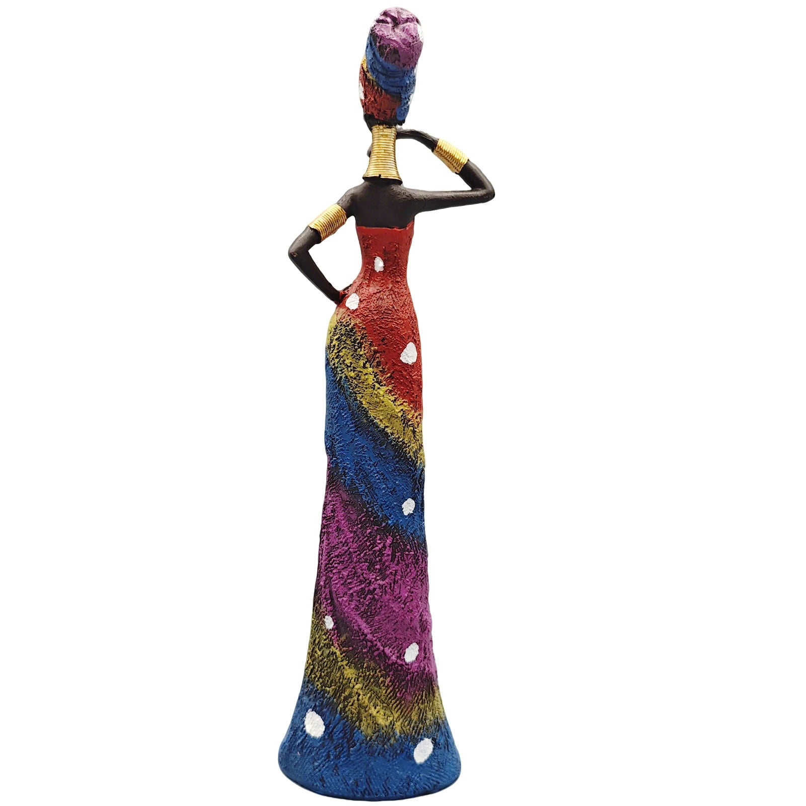MURSI COLOR SCULPTURE – 12.4-inch African Tribal Statue with Vibrant Color Dress - Glow by Hellen African and Boho Jewelry African Home Decor Cultural Accessories