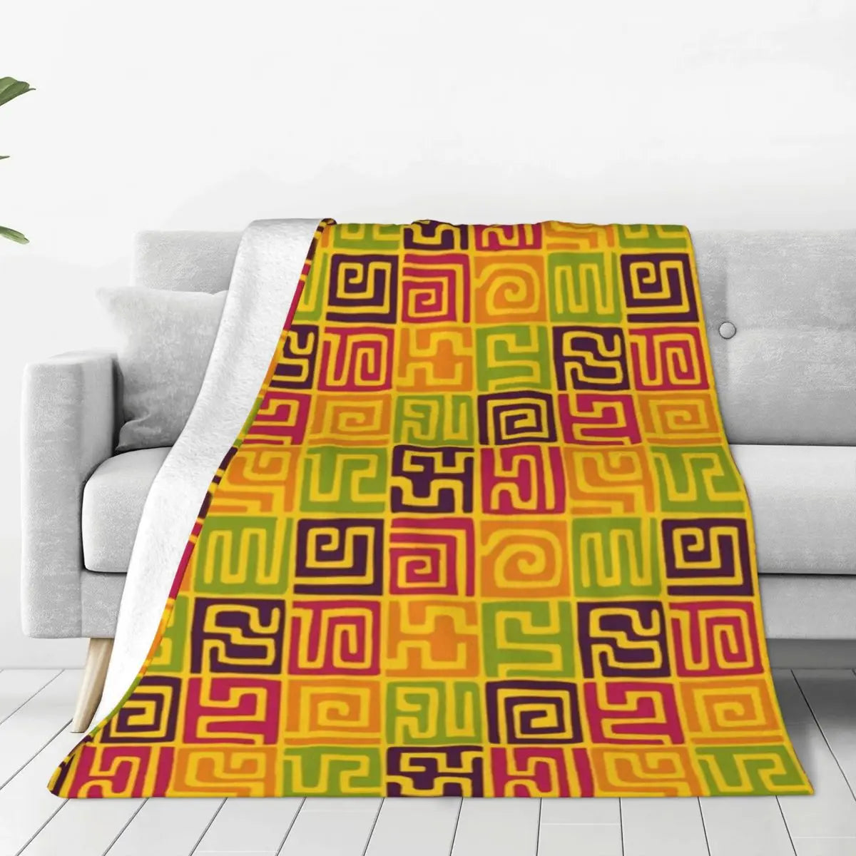 African Bogolan Mudcloth Throw Blanket — Cultural Warmth & Modern Elegance - Glow by Hellen African and Boho Jewelry African Home Decor Cultural Accessories