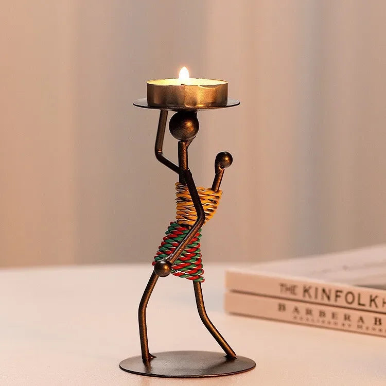 MAASAI SILHOUETTE CANDLE HOLDER – Handcrafted Iron Art Piece - Glow by Hellen African and Boho Jewelry African Home Decor Cultural Accessories