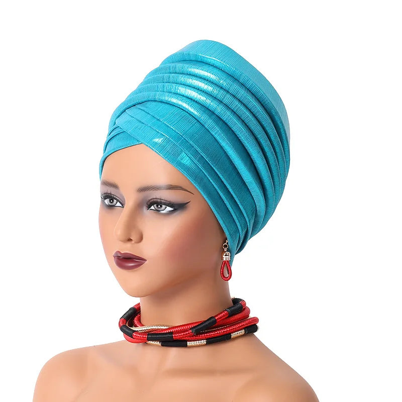 Auto Gele Headtie – Elegant African Headwrap - Glow by Hellen African and Boho Jewelry African Home Decor Cultural Accessories