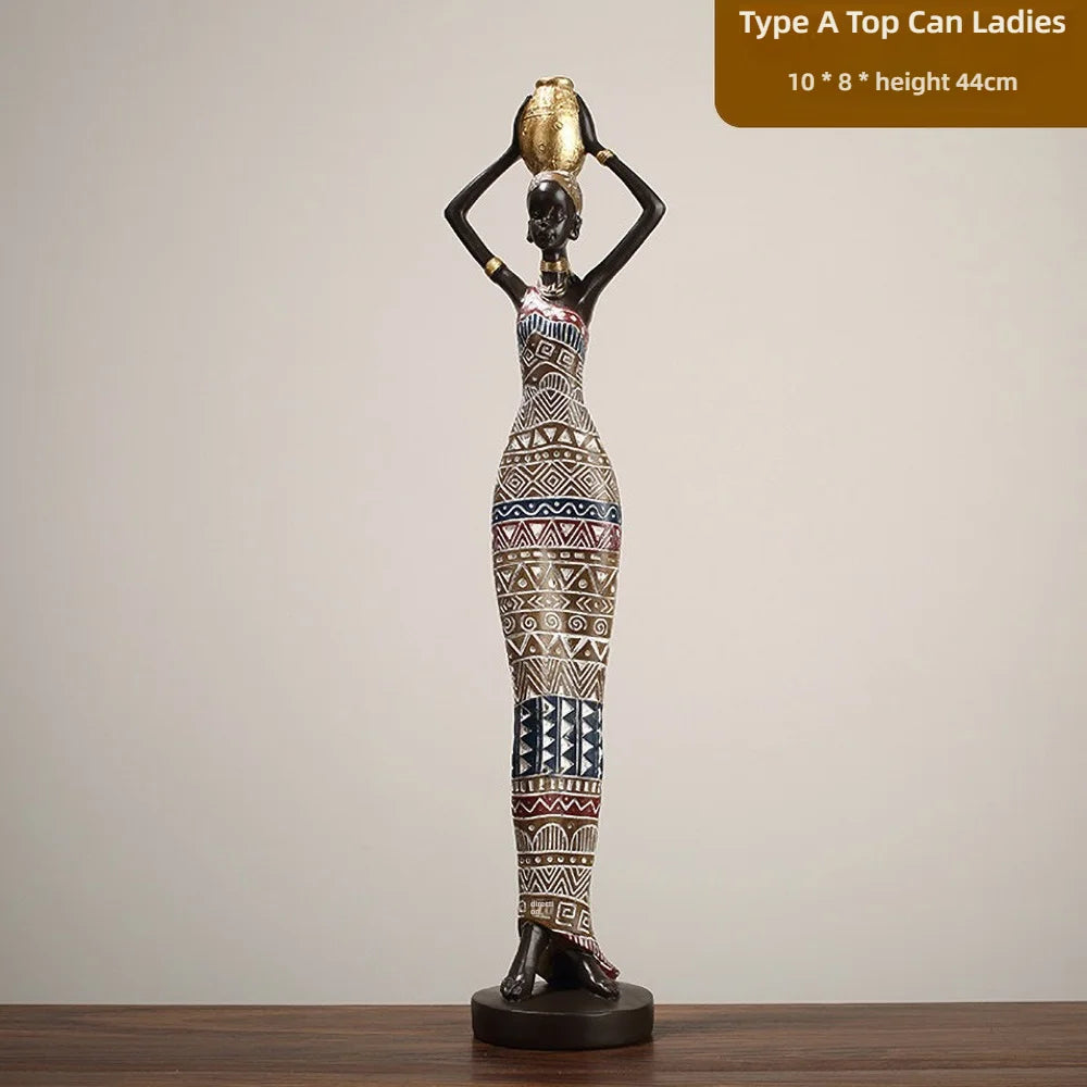 BAULE ANCESTOR SCULPTURE – Hand-Carved Resin Tribal Woman Statue Ethno-Chic Decor - Glow by Hellen African and Boho Jewelry African Home Decor Cultural Accessories