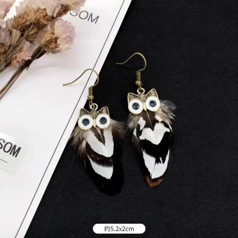 MAASAI PEACOCK PLUMES EARRINGS – Unique Imitation Feather Exaggerate Boho Statement Jewelry - Glow by Hellen African and Boho Jewelry African Home Decor Cultural Accessories