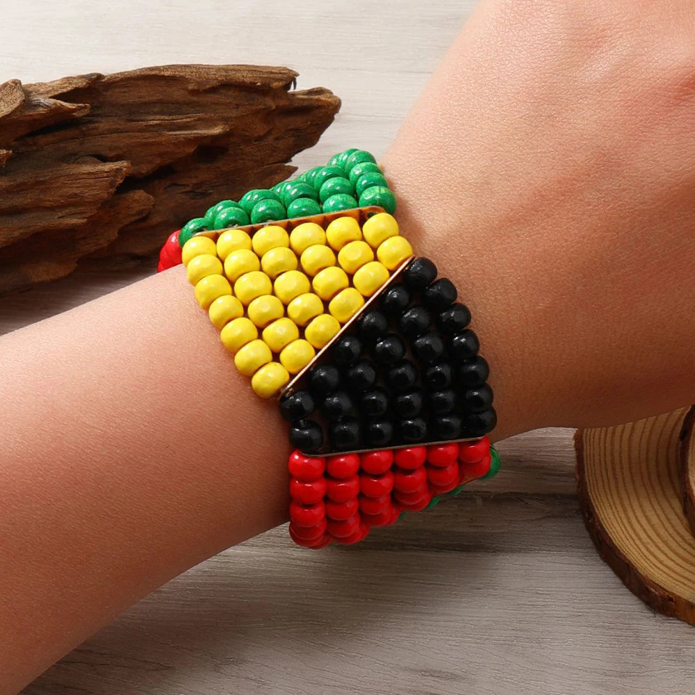 Bohemian Ethnic Colorful Wooden Beads Bracelet - Glow by Hellen African and Boho Jewelry African Home Decor Cultural Accessories