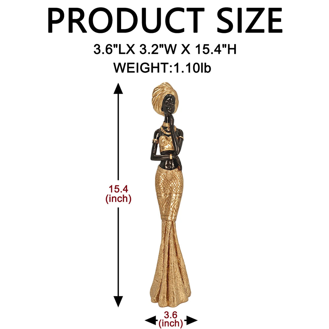 WODAABE ELEGANCE STATUE – 15.4-inch African Tribal Vintage Sculpture for Home Decor - Glow by Hellen African and Boho Jewelry African Home Decor Cultural Accessories