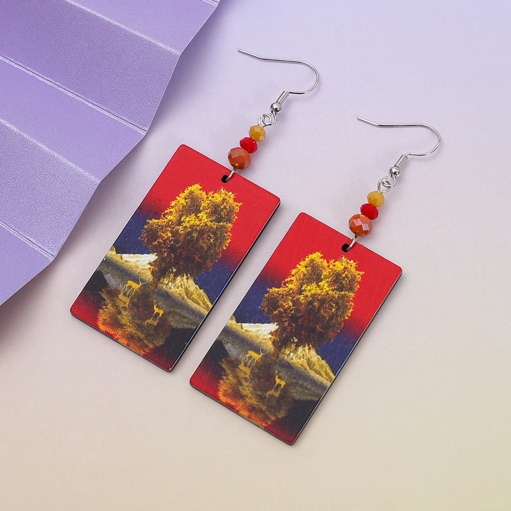 AKAN TREE OF LIFE EARRINGS – Vintage Gold Color Relievo Acrylic Christmas Jewelry Trend 2025 - Glow by Hellen African and Boho Jewelry African Home Decor Cultural Accessories