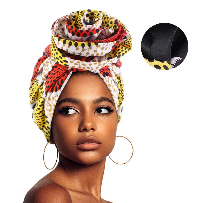 African Floral Satin-Lined Turban Cap - Glow by Hellen African and Boho Jewelry African Home Decor Cultural Accessories