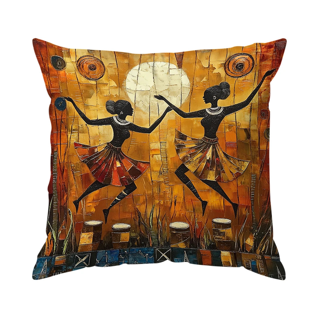 African Women’s Artistic Pattern Pillow Covers – Artistic Elegance for Home Decor - Glow by Hellen African and Boho Jewelry African Home Decor Cultural Accessories