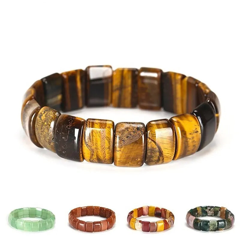 Natural Stone Colorful Tiger Eyes Beads Bangles – Bracelet Set - Glow by Hellen African and Boho Jewelry African Home Decor Cultural Accessories