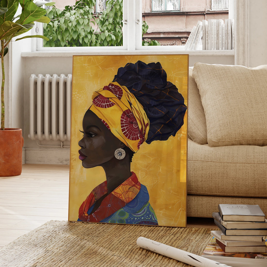 WODAABE BEAUTY ABSTRACT CANVAS – Minimalist African Woman Portrait Art Print - Glow by Hellen African and Boho Jewelry African Home Decor Cultural Accessories