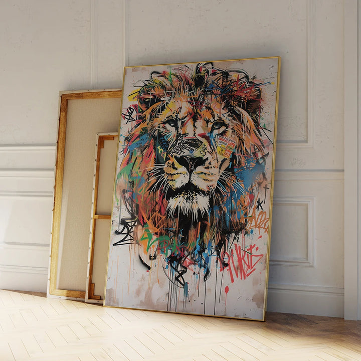 TONGA KING POP ART CANVAS – Graffiti Abstract Lion Wall Print - Glow by Hellen African and Boho Jewelry African Home Decor Cultural Accessories