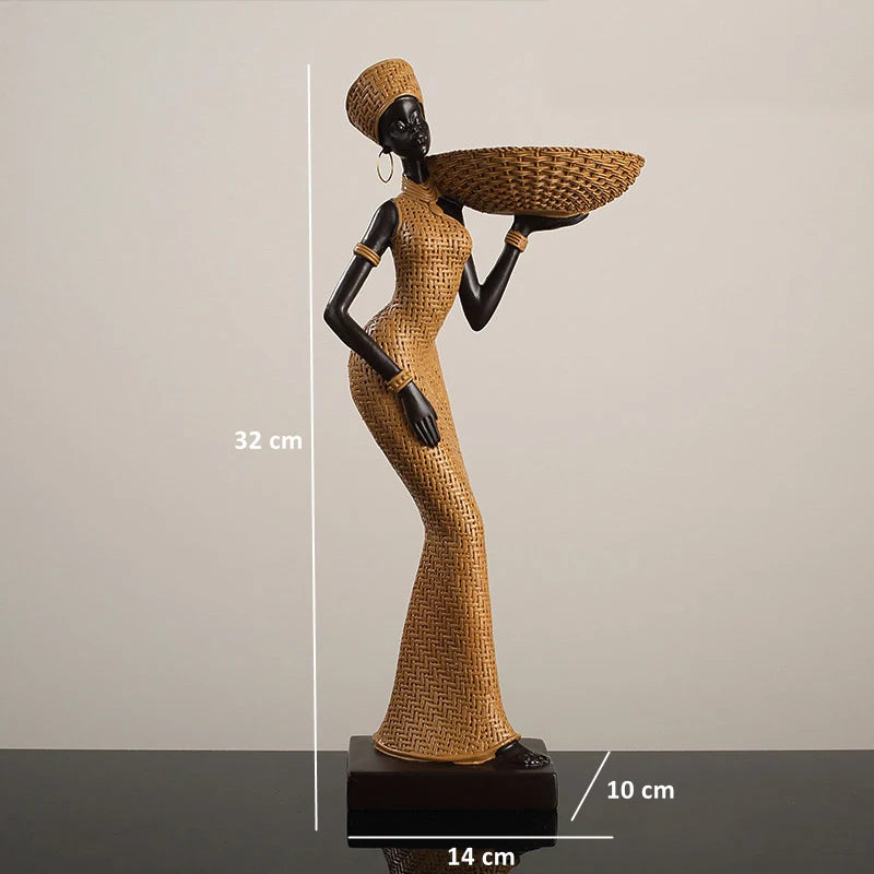 YORUBA WEAVE FIGURINE – African Tribal Woman Woven Texture Black Girls Ornament - Glow by Hellen African and Boho Jewelry African Home Decor Cultural Accessories