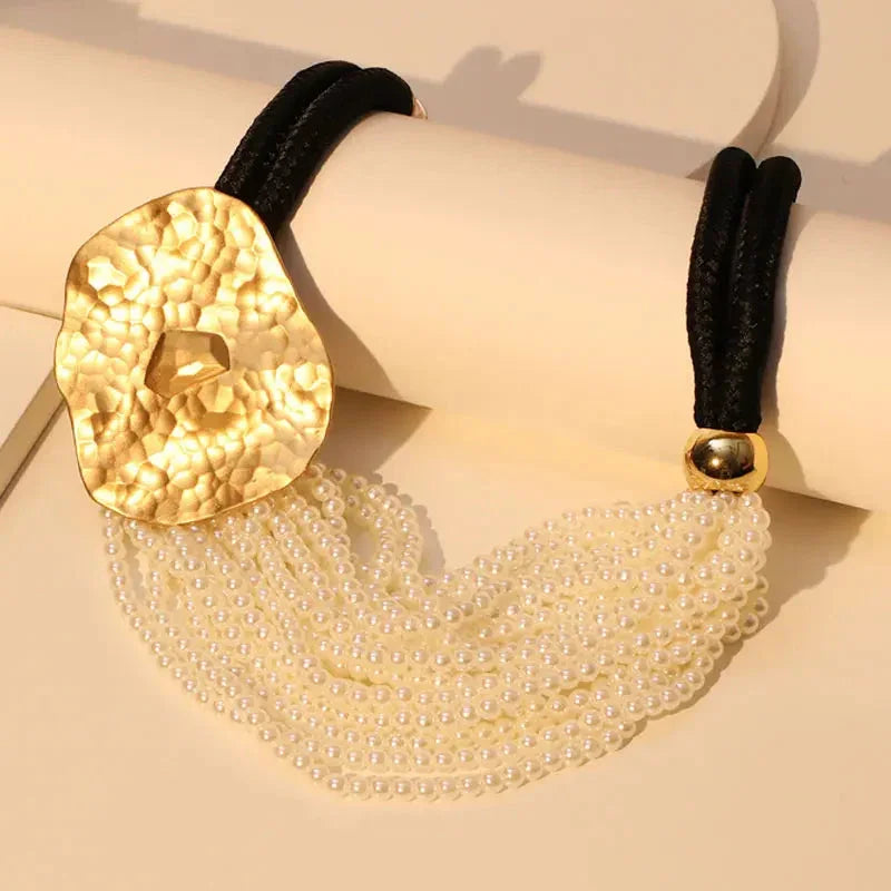 Statement Vintage Pearls Necklace with Geometry Pendant - Glow by Hellen African and Boho Jewelry African Home Decor Cultural Accessories