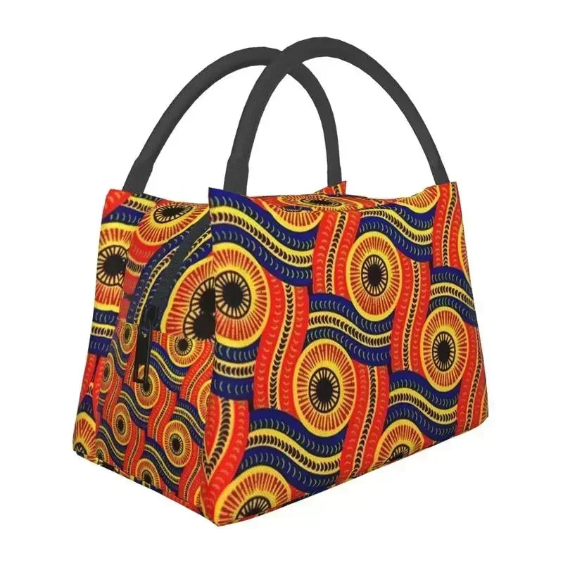 Kizomba Samakaka Ankara Print Insulated Lunch Bag - Glow by Hellen African and Boho Jewelry African Home Decor Cultural Accessories