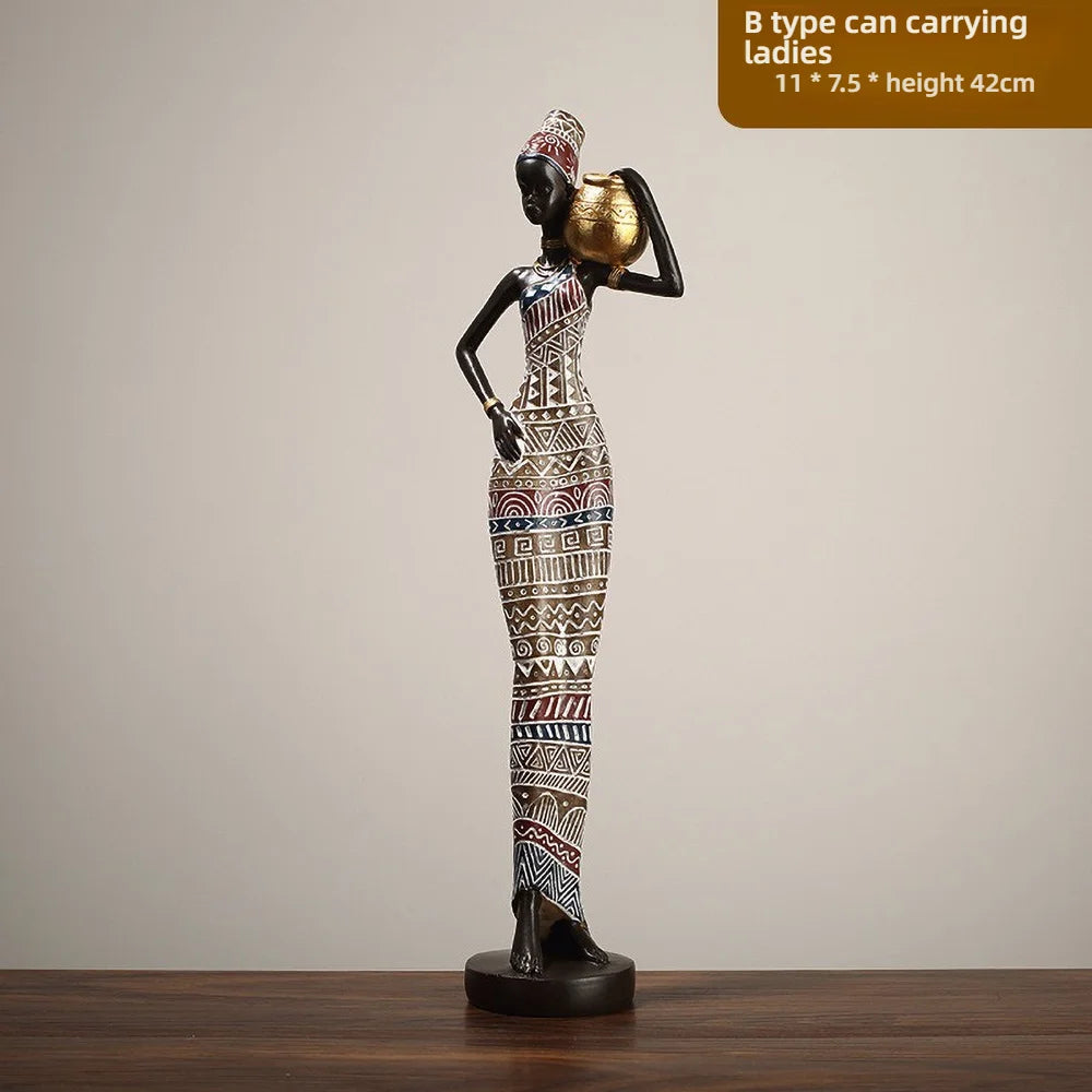 BAULE ANCESTOR SCULPTURE – Hand-Carved Resin Tribal Woman Statue Ethno-Chic Decor - Glow by Hellen African and Boho Jewelry African Home Decor Cultural Accessories