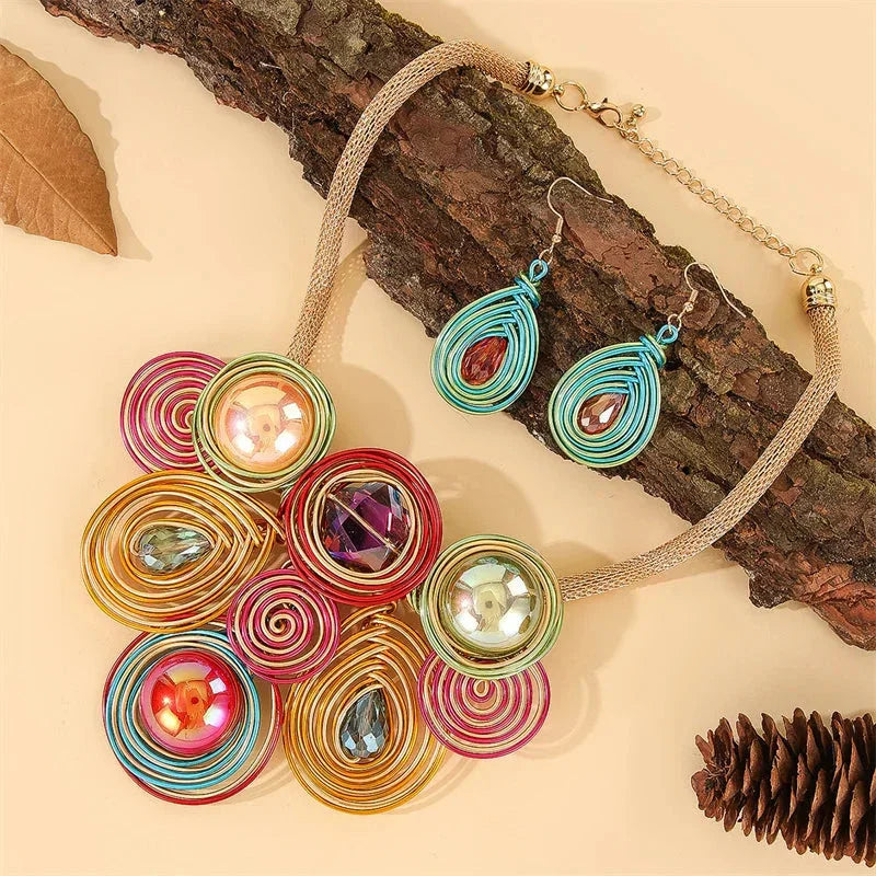 African Flowers Jewelry Set – Aluminium Wire Collection - Glow by Hellen African and Boho Jewelry African Home Decor Cultural Accessories