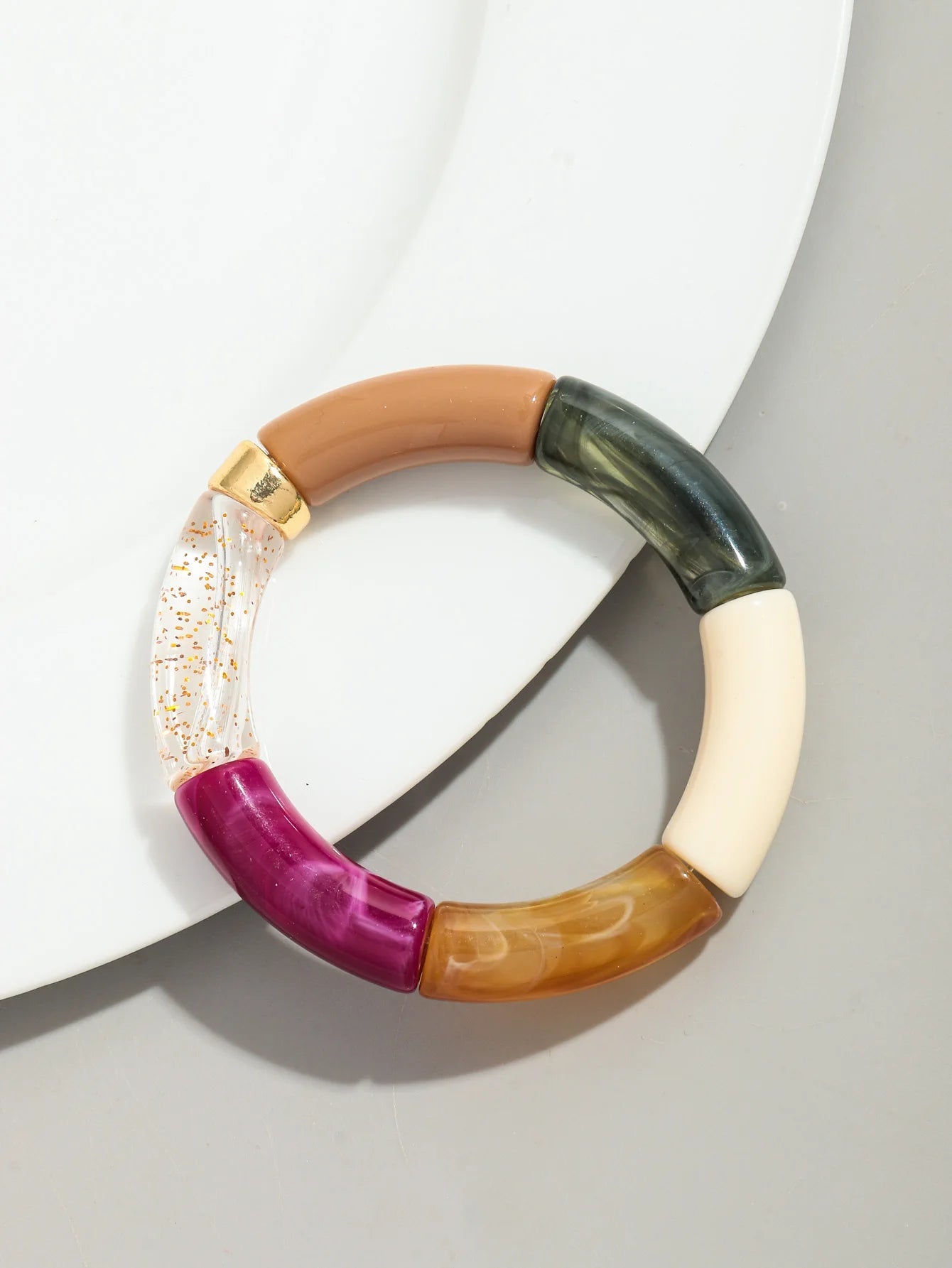 Bohemia Acrylic Design Style Chunky Bamboo Stackable Bracelet - Glow by Hellen African and Boho Jewelry African Home Decor Cultural Accessories