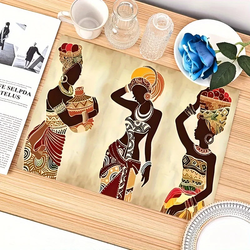 ZULU FEAST PLACEMAT – 1PC Ethnic African Woman Linen Table Setting Mat - Glow by Hellen African and Boho Jewelry African Home Decor Cultural Accessories