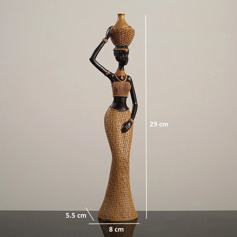 YORUBA WEAVE FIGURINE – African Tribal Woman Woven Texture Black Girls Ornament - Glow by Hellen African and Boho Jewelry African Home Decor Cultural Accessories