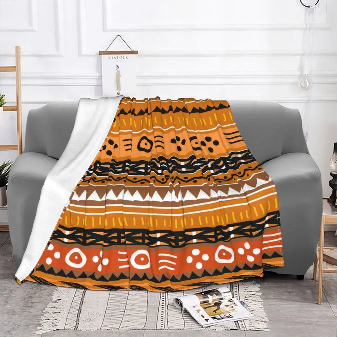 SHANGO THUNDER THROW BLANKET – African Tribal Flannel Duvet Cover &amp; Bedspread - Glow by Hellen African and Boho Jewelry African Home Decor Cultural Accessories