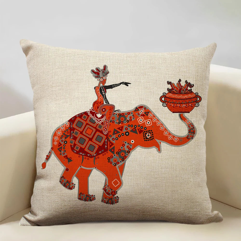 African Oil Painting Cushion Cover – Dancing Girl Art - Glow by Hellen African and Boho Jewelry African Home Decor Cultural Accessories