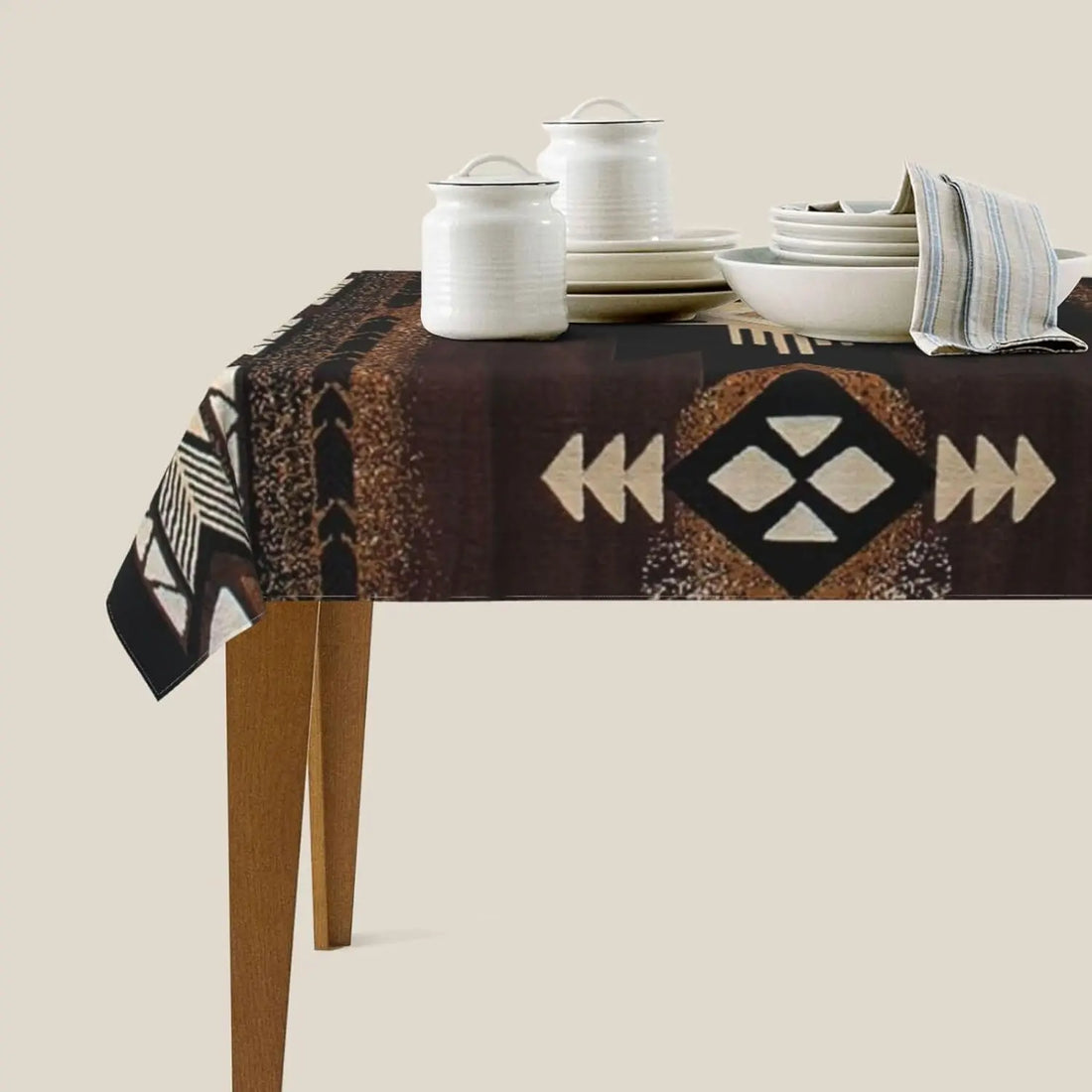 African Geometric Tablecloth — Tribal Elegance - Glow by Hellen African and Boho Jewelry African Home Decor Cultural Accessories