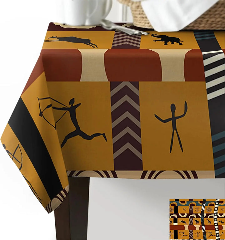 AFRICAN TRIBE PRINT RECTANGLE TABLECLOTH - Glow by Hellen African and Boho Jewelry African Home Decor Cultural Accessories